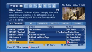 Sky HD EPG