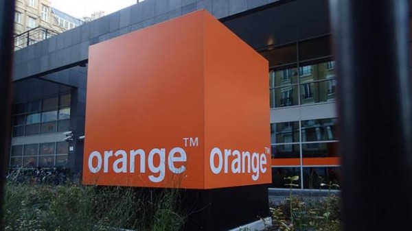 Orange building with logo