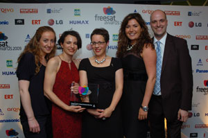 The BBC HD team with Freesat MD Emma Scott (centre)